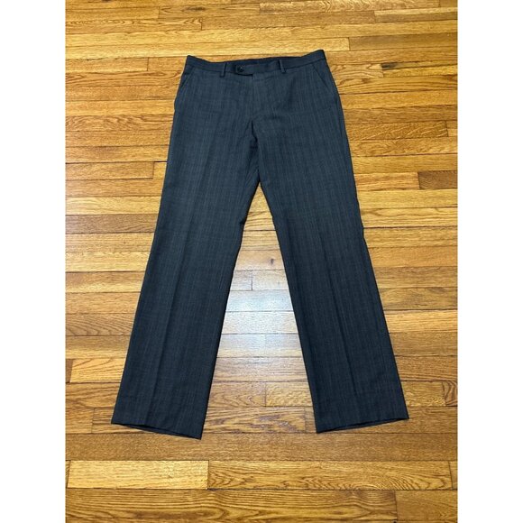 John Varvatos Mens Thompson Dress Pants Size 35x33 Gray 100% Wool Flat Front - Picture 1 of 5